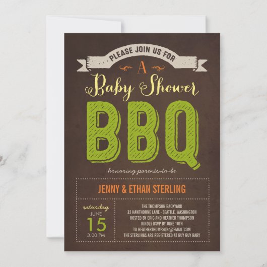 BBQ Baby shower Uitnodiging - Limoen (Voorkant)