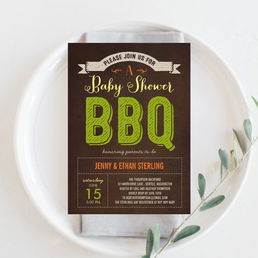 BBQ Baby shower Uitnodiging - Limoen