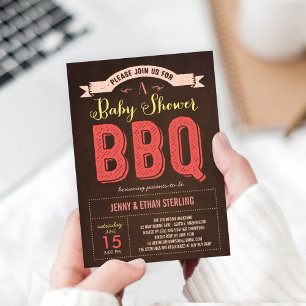 BBQ Baby shower Uitnodiging - Roze