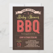 BBQ Baby shower Uitnodiging - Roze (Voorkant)
