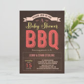 BBQ Baby shower Uitnodiging - Roze (Staand voorkant)