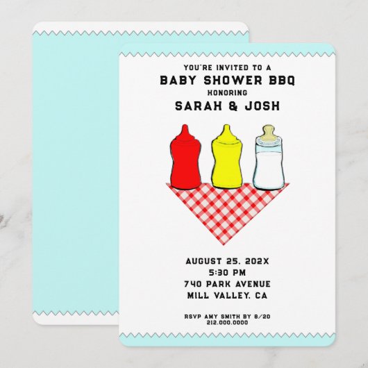 BBQ Baby Shower-uitnodigingen Kaart (Voorkant / Achterkant)