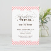 BBQ Baby Shower-uitnodigingen - Roze tafelkleed Kaart (Staand voorkant)