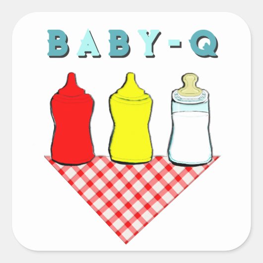 BBQ-Baby shower Vierkante Sticker (Voorkant)