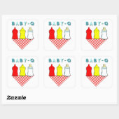 BBQ-Baby shower Vierkante Sticker (Vel)