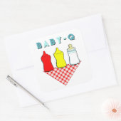 BBQ-Baby shower Vierkante Sticker (Envelop)