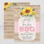 BBQ Baby shower Zonnebloem Baby Q Koppels Douche Kaart (Voorkant / Achterkant)