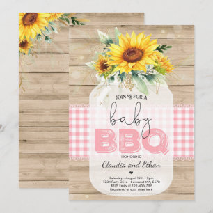 BBQ Baby shower Zonnebloem Baby Q Koppels Douche Kaart