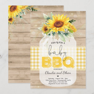 BBQ Baby shower Zonnebloem Baby Q Koppels Douche Kaart