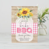 BBQ Baby shower Zonnebloem Baby Q Koppels Douche Kaart (Staand voorkant)