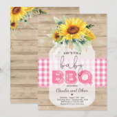 BBQ Baby shower Zonnebloem Baby Q Koppels Douche Kaart (Voorkant / Achterkant)