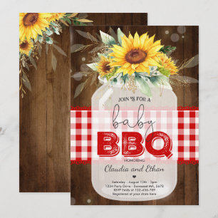 BBQ Baby shower Zonnebloem Baby Q Koppels Douche Kaart