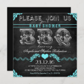 BBQ baby shower zwart krijtbord jongen nodigt uit Kaart (Voorkant / Achterkant)