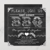 BBQ baby shower zwart krijtbord uitnodigingen (Voorkant / Achterkant)