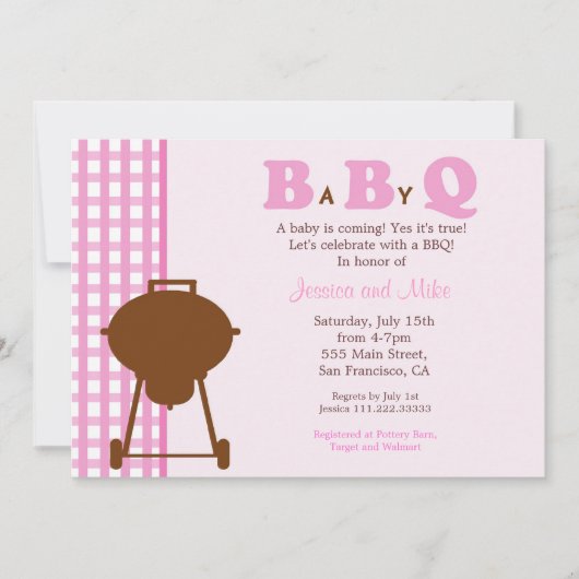 BBQ BaByQ Baby shower Uitnodiging (Voorkant)