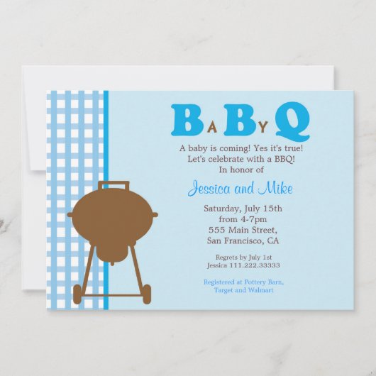 BBQ BaByQ Baby shower Uitnodiging (Voorkant)