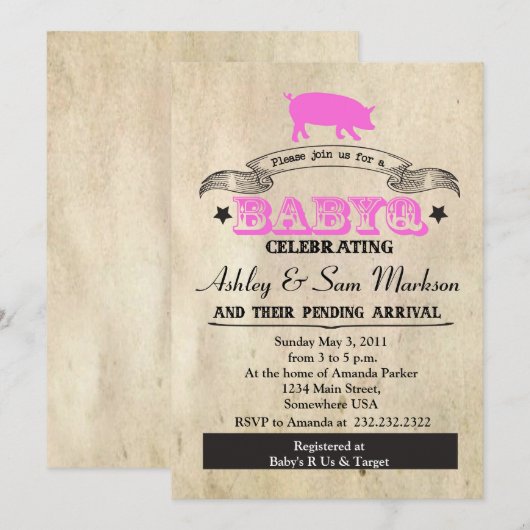 BBQ BABYQ Barbecue ROZE Kaart (Voorkant / Achterkant)