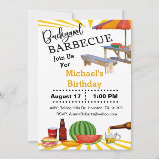 BBQ Backyard Cookout Birthday Kaart (Voorkant)