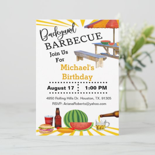 BBQ Backyard Cookout Birthday Kaart (Staand voorkant)