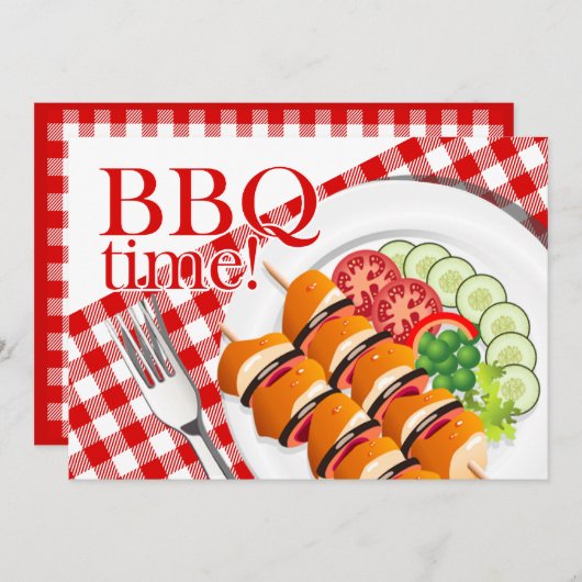 BBQ Backyard Cookout Summer Party Kaart (Voorkant / Achterkant)