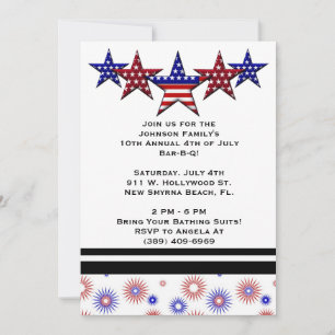 BBQ, Bar-B-Q, 4th of July Party Invive. Kaart