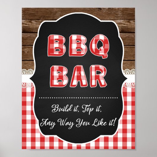 BBQ Bar Sign. - Rood Baby Q Poster (Voorkant)