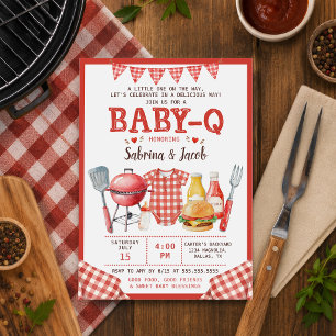 BBQ Barbecue Baby-Q Baby Shower Uitnodiging
