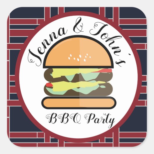 BBQ Barbecue Baby Q Birthday Baby shower Vierkante Sticker (Voorkant)