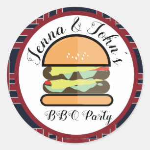 BBQ Barbecue Baby Q Verjaardag Baby Shower Ronde Sticker