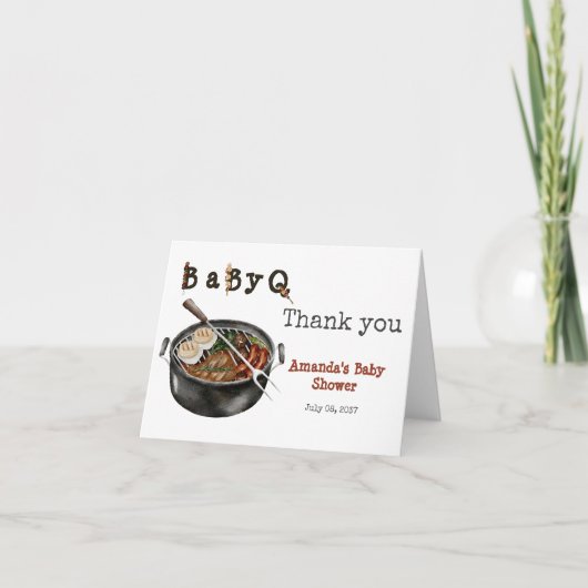BBQ Barbecue Backyard Party Baby shower Bedankkaart (Voorkant)