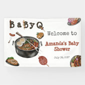 BBQ Barbecue Backyard Party Baby shower Welkomstwo Spandoek (Horizontaal)