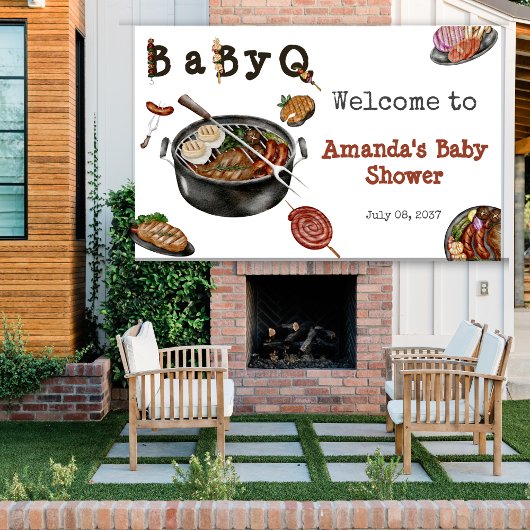 BBQ Barbecue Backyard Party Baby shower Welkomstwo Spandoek