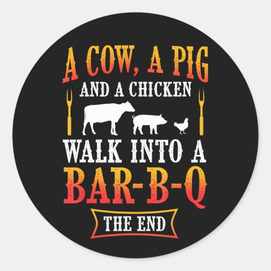 BBQ | Barbecue Bbq Joke Gift Grill Master Chef Ronde Sticker (Voorkant)