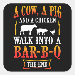 BBQ Barbecue Bbq Joke Gift Grill Master Chef Vierkante Sticker