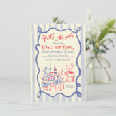 BBQ Barbecue Feest in de Tuin met de Hand Getekend Kaart (Staand voorkant)