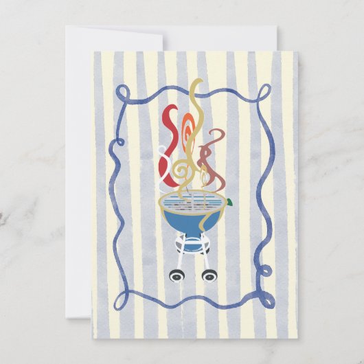 BBQ barbecue Feest in de Yardy Hand getrokken Kaart (Achterkant)