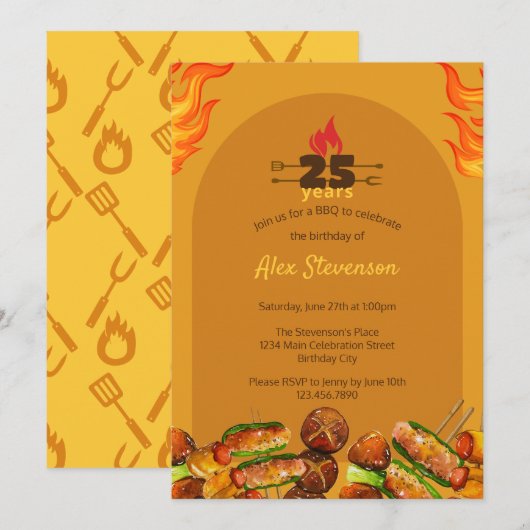 BBQ Barbecue Grill Elke leeftijd Zomer Cookout Ver Kaart (Voorkant / Achterkant)