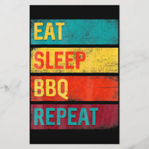 BBQ Barbecue Grilling Gift eet slaap BBQ Briefpapier