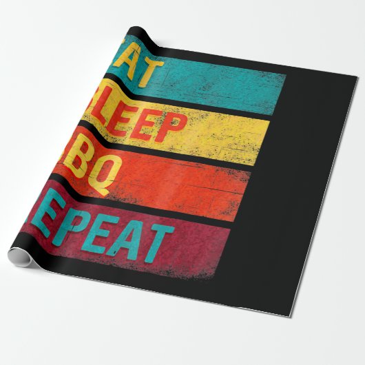 BBQ | Barbecue Grilling Gift eet slaap BBQ Cadeaupapier (Uitgerold)