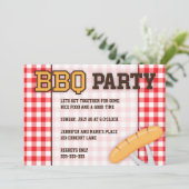 BBQ barbecue party-uitnodiging met worst Kaart (Staand voorkant)