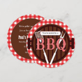 BBQ Barbecue Picknick Gingham Land Uitnodiging (Voorkant / Achterkant)