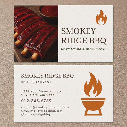 BBQ Barbecue Restaurant Catering Service Photo Visitekaartje