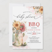 BBQ Barbecue Sunflower Rustic Couples Baby shower Kaart (Voorkant)