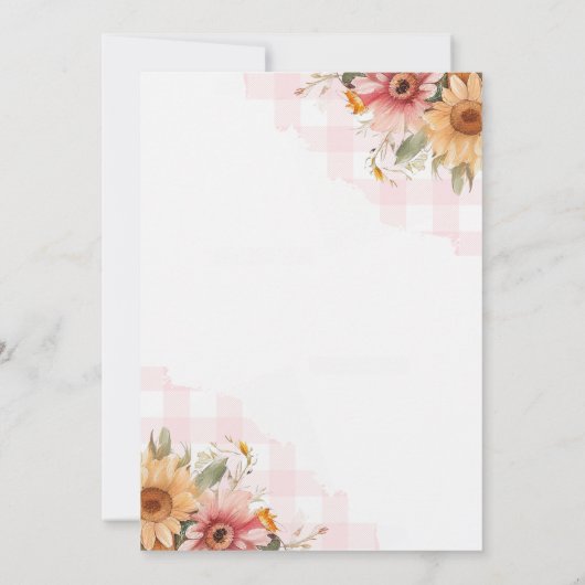 BBQ Barbecue Sunflower Rustic Couples Baby shower Kaart (Achterkant)