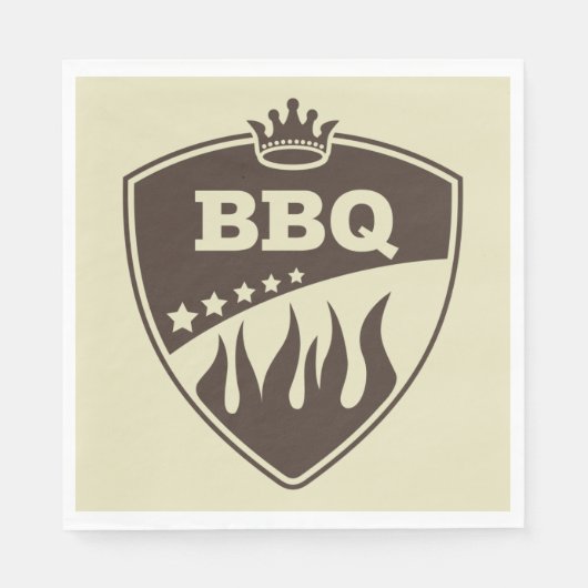 BBQ Barbeque Badge Logo Embleem Servet (Voorkant)