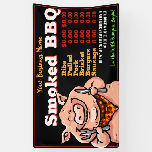 BBQ.Barbeque Menu.Pig Roast.Grill.Food Truck Spandoek (Verticaal)