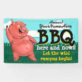BBQ.Barbeque.pig Roast.Grill.Cookout. Spandoek (Horizontaal)