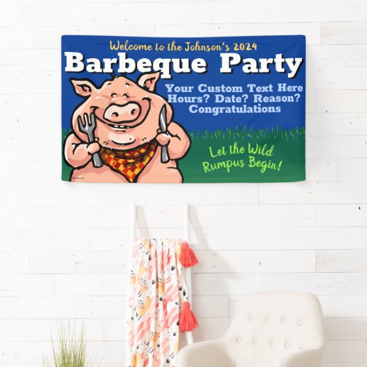 BBQ.Barbeque.Pig Roast.Grill.Cookout.Summer Party Spandoek (Insitu)