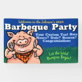 BBQ.Barbeque.Pig Roast.Grill.Cookout.Summer Party Spandoek (Horizontaal)