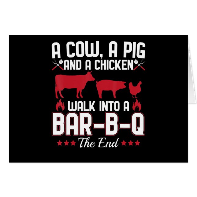 BBQ | BBQ Dad Joke a Koe a Varken and a Chicken (Voorkant Horizontaal)